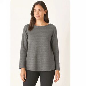 J. Jill Pure Jill Herringbone Knit Boat Neck Top Size Small in Gray